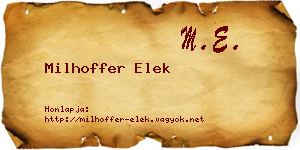Milhoffer Elek névjegykártya