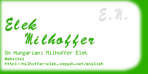 elek milhoffer business card